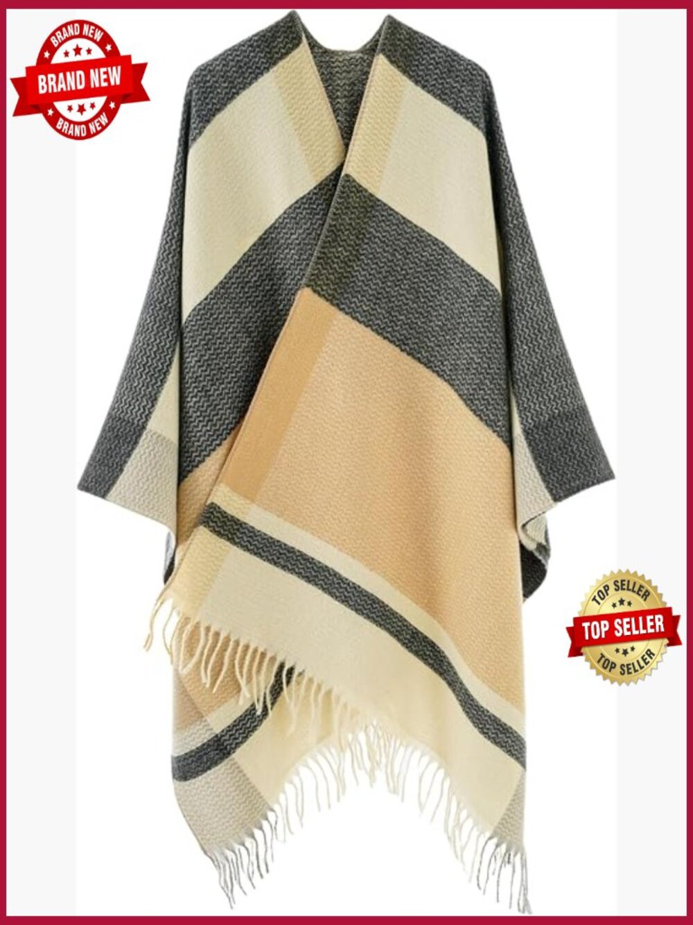 Soft Open Front Shawl Cape, Oversized Poncho Cardigan for Women